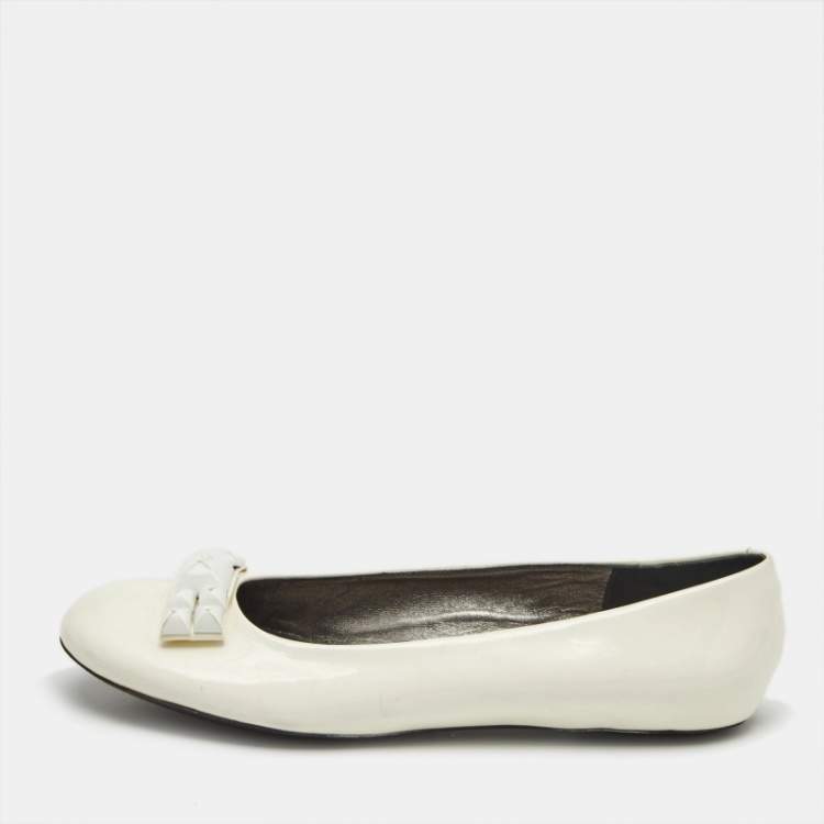 Pre Owned Marc Jacobs White Patent Leather Ballet Flats Size 37