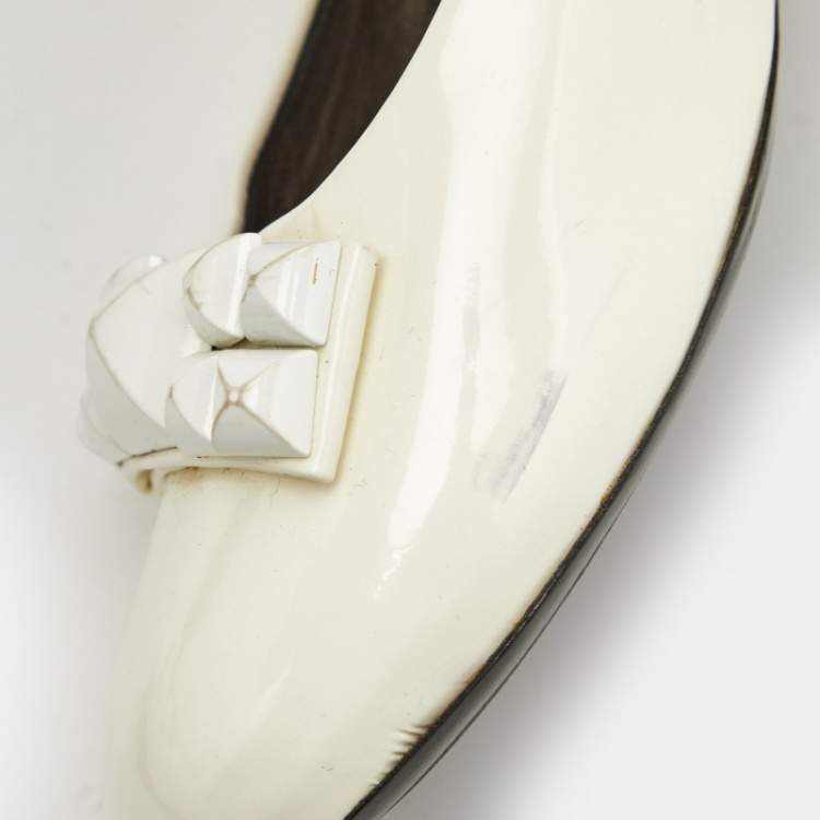 Pre Owned Marc Jacobs White Patent Leather Ballet Flats Size 37