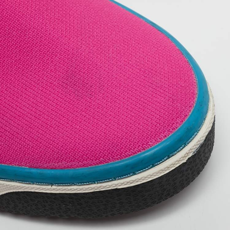 Pre Owned Marc Jacobs Neon Pink Knit Fabric Dart Sock Sneakers Size 40