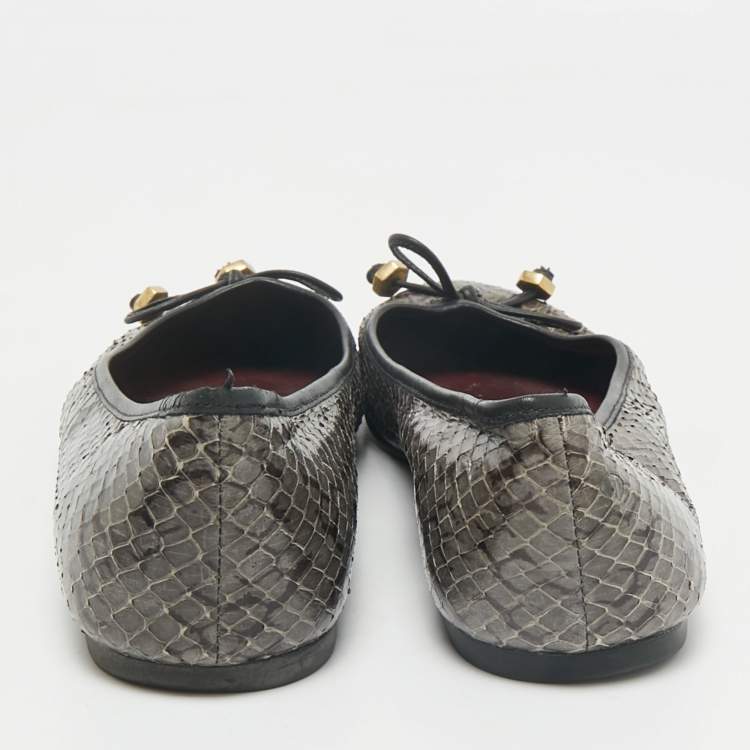 Pre Owned Marc Jacobs Green Python Leather Ballet Flats Size 38