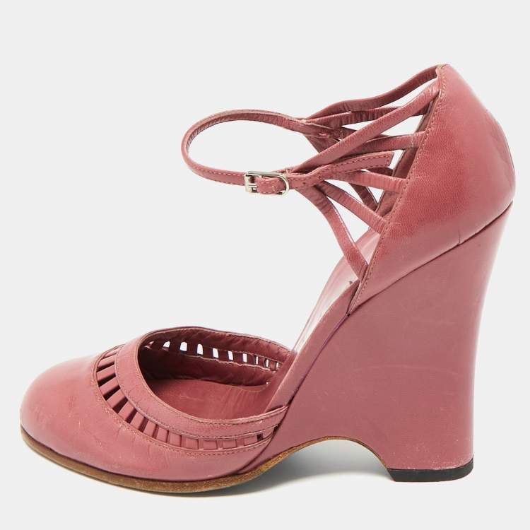 Pre Owned Marc Jacobs Purple Leather Wedge Pumps Size 37