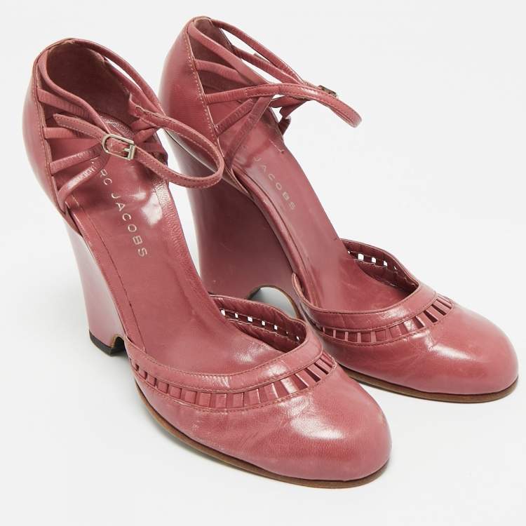 Pre Owned Marc Jacobs Purple Leather Wedge Pumps Size 37