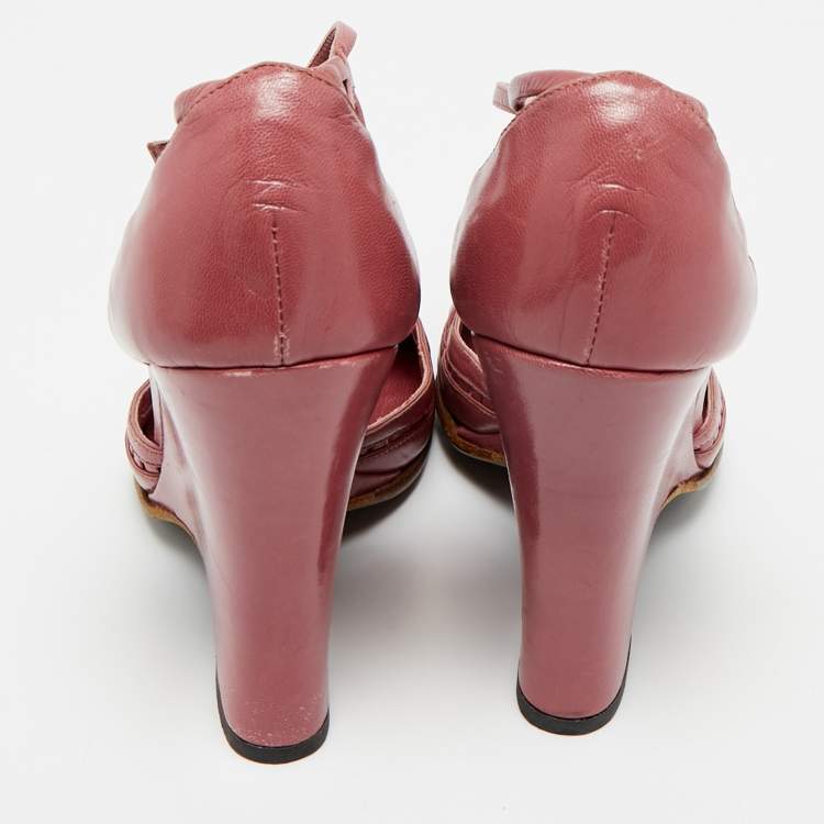 Pre Owned Marc Jacobs Purple Leather Wedge Pumps Size 37