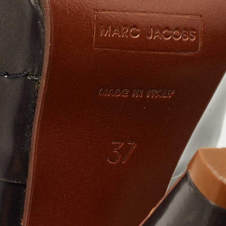 Pre Owned Marc Jacobs Black Leather Crisscross Slingback Sandals Size 37