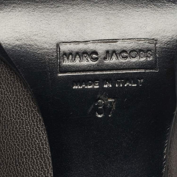 Pre Owned Marc Jacobs Grey Leather and Velvet Ankle Boots Size 37