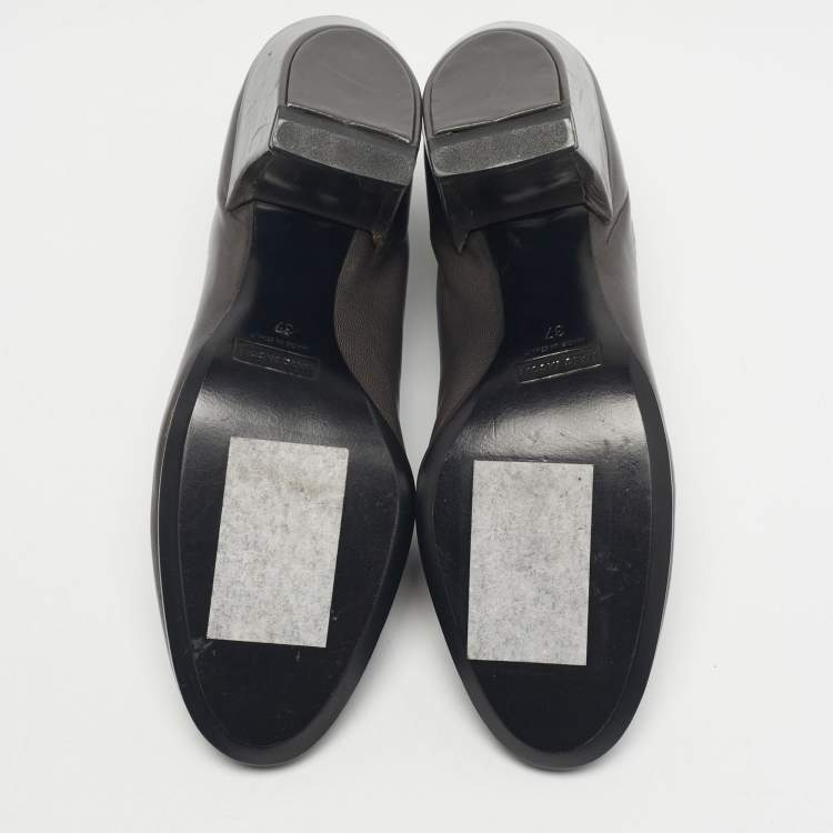 Pre Owned Marc Jacobs Grey Leather and Velvet Ankle Boots Size 37