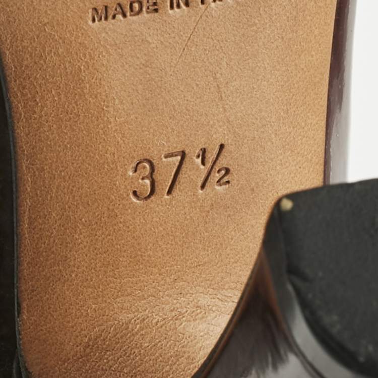 Pre Owned Marc Jacobs Burgundy Patent Leather Embellished Block Heel Pumps Size 37.5