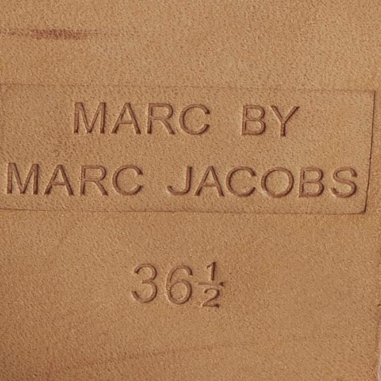 Pre Owned Marc Jacobs Beige Leather Ankle Strap Sandals Size 36.5