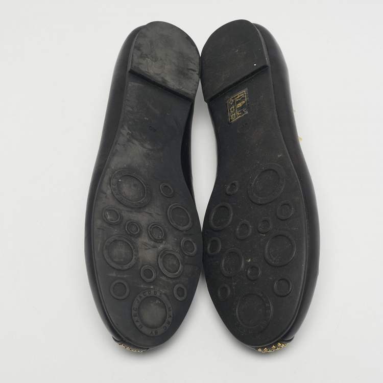Pre Owned    Marc by Marc Jacobs Black Leather Spike Mouse Ballet Flats Size 40