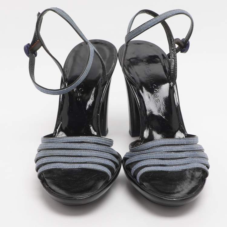 Pre Owned Marc Jacobs Size 37.5 Blue Denim Ankle Strap Sandals