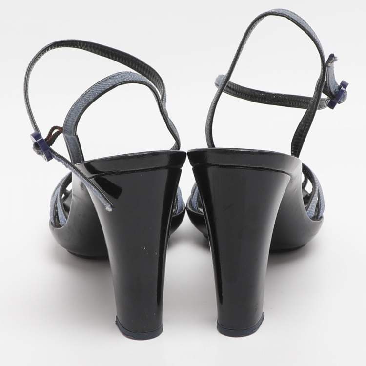 Pre Owned Marc Jacobs Size 37.5 Blue Denim Ankle Strap Sandals