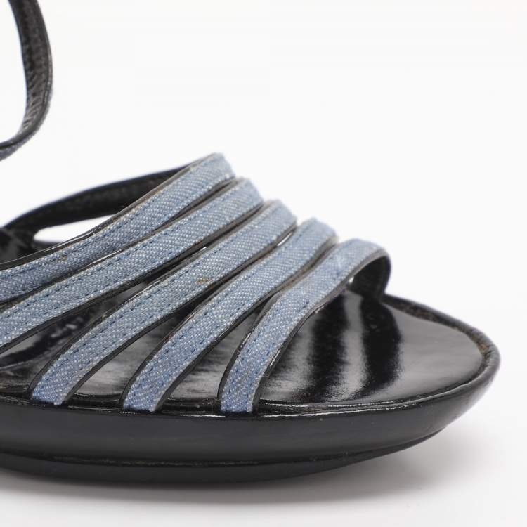 Pre Owned Marc Jacobs Size 37.5 Blue Denim Ankle Strap Sandals
