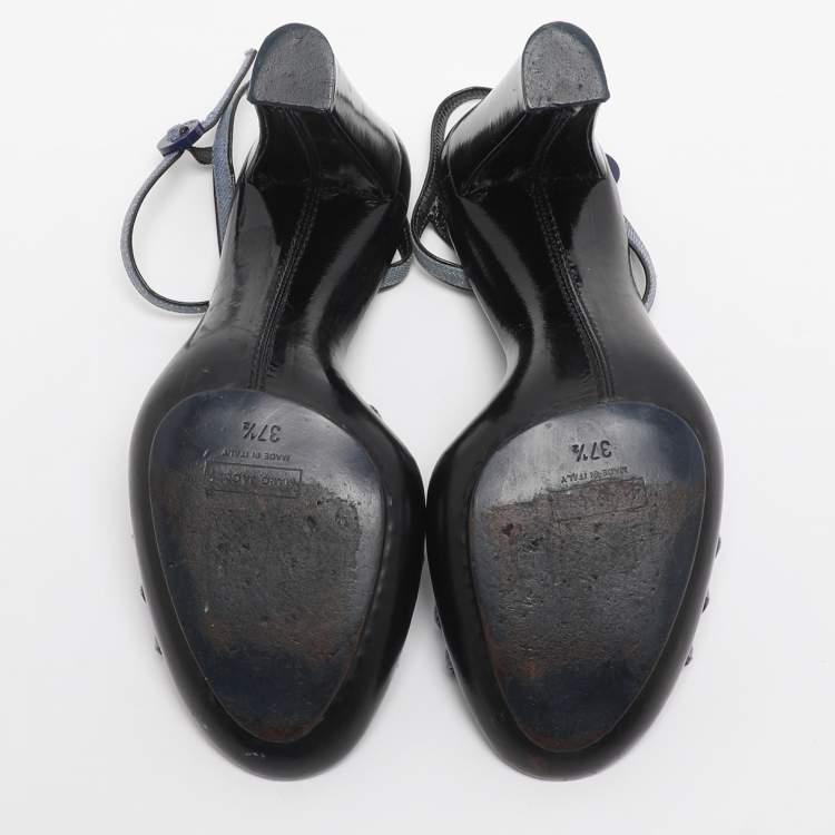 Pre Owned Marc Jacobs Size 37.5 Blue Denim Ankle Strap Sandals