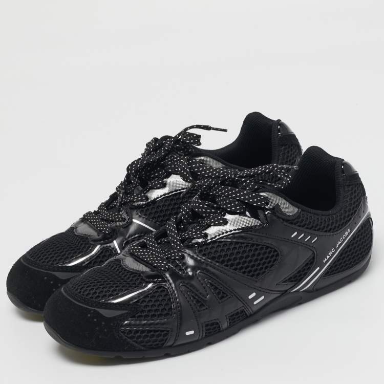 Pre Owned Marc Jacobs 72 Spring Size 40 Black/Silver Leather, Mesh and Suede Low Top Sneakers