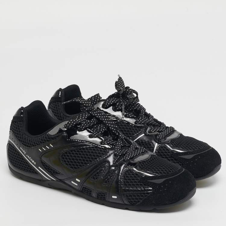 Pre Owned Marc Jacobs 72 Spring Size 40 Black/Silver Leather, Mesh and Suede Low Top Sneakers