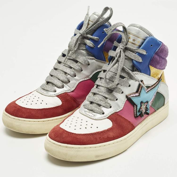 Pre Owned Marc Jacobs Eclipse Size 38 Multicolor Leather and Suede High Top Sneakers