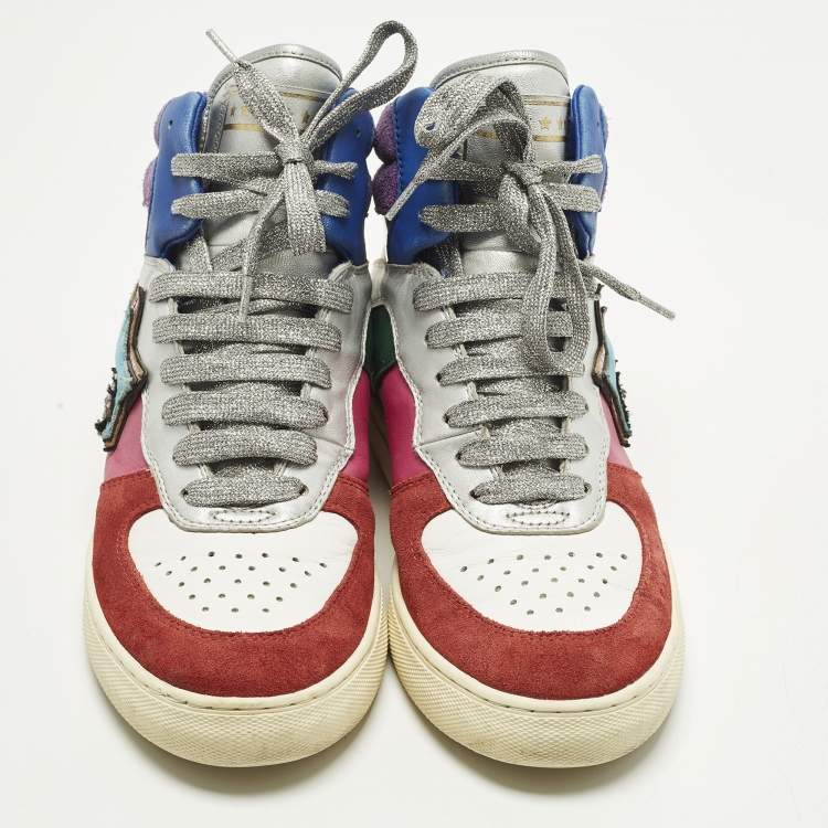 Pre Owned Marc Jacobs Eclipse Size 38 Multicolor Leather and Suede High Top Sneakers