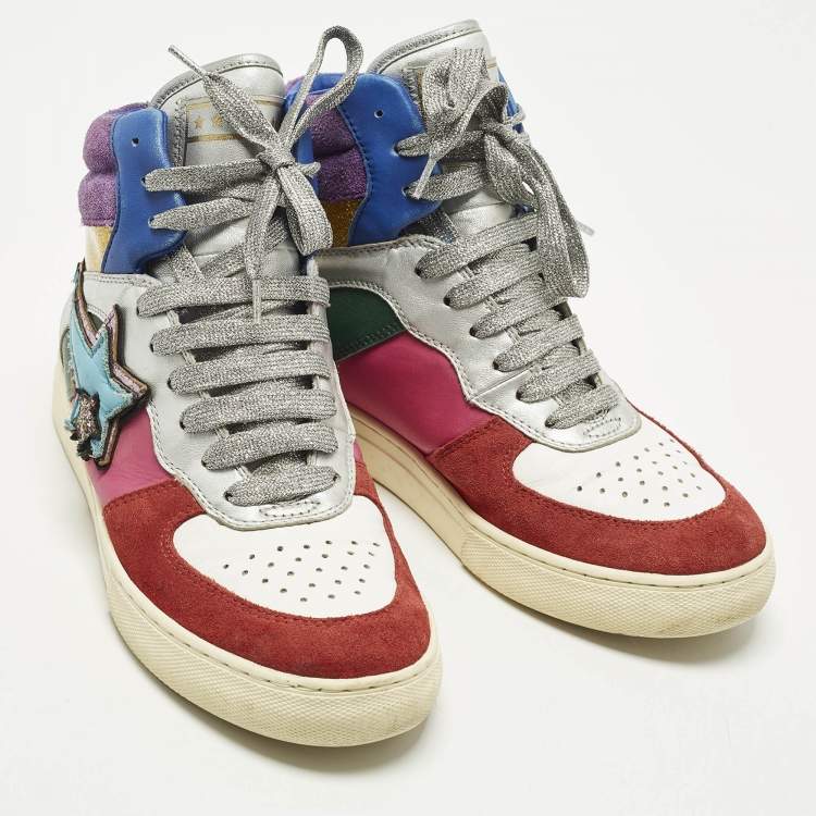 Pre Owned Marc Jacobs Eclipse Size 38 Multicolor Leather and Suede High Top Sneakers