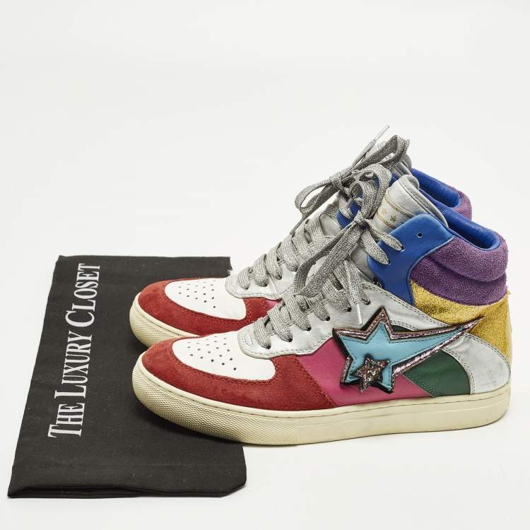 Pre Owned Marc Jacobs Eclipse Size 38 Multicolor Leather and Suede High Top Sneakers
