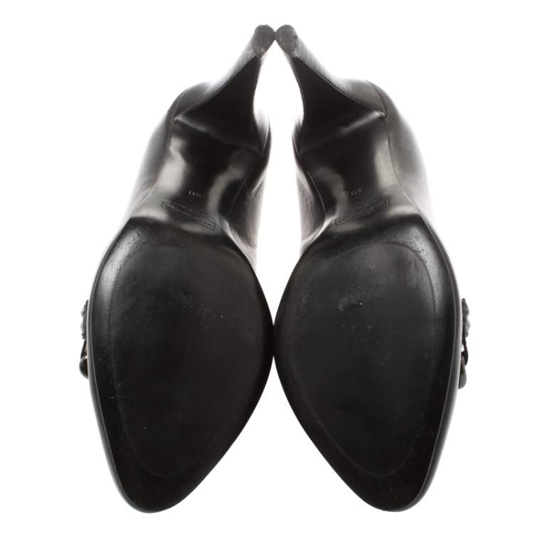 Pre Owned Marc Jacobs Black Leather Chain Detail Pumps Size 40