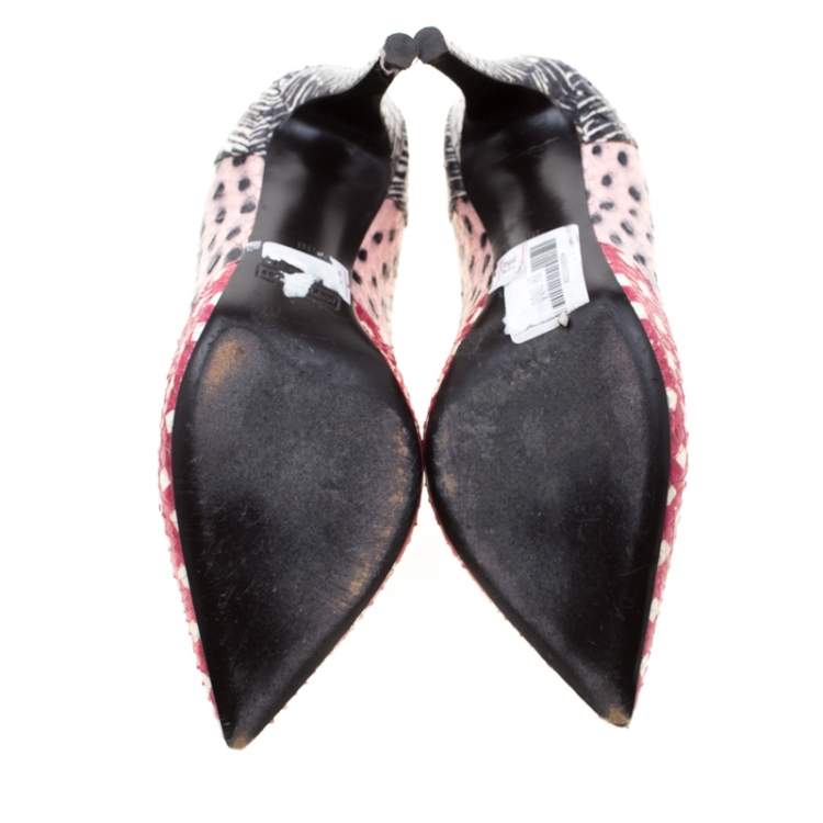 Pre Owned Marc Jacobs Multicolor Python Leather Pointed Toe Pumps Size 38