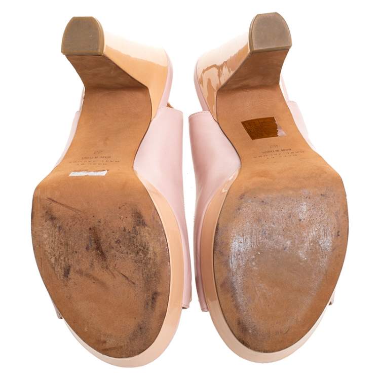 Pre Owned Marc by Marc Jacobs Blush Pink/Beige Leather Open Toe Slingback Sandals Size 38