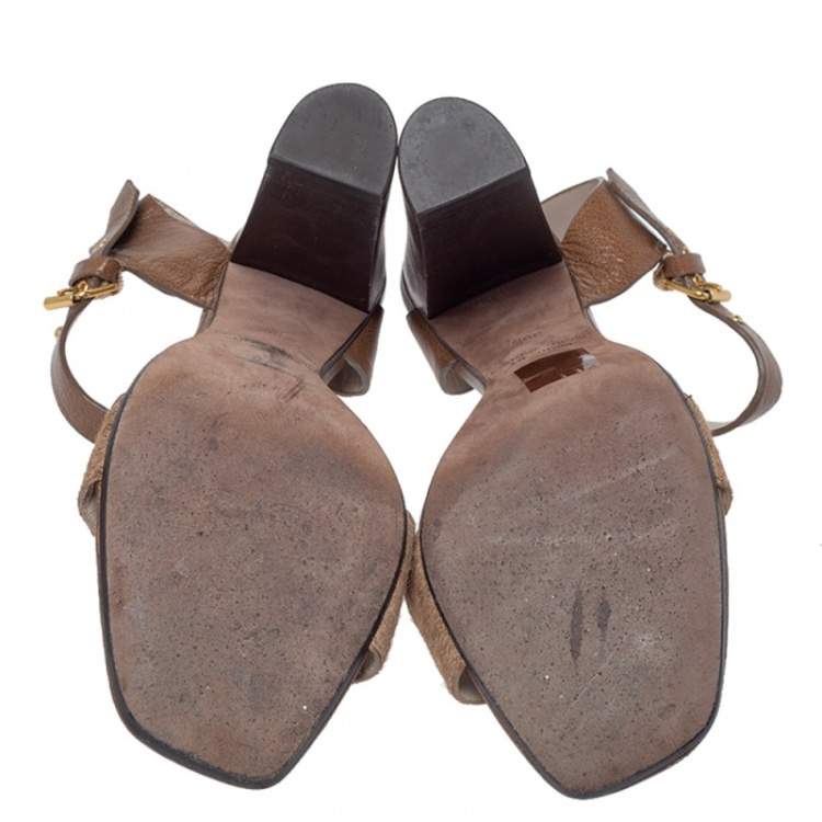 Pre Owned Marc Jacobs Brown Pony Hair And Leather Ankle Strap Sandals Size 39.5