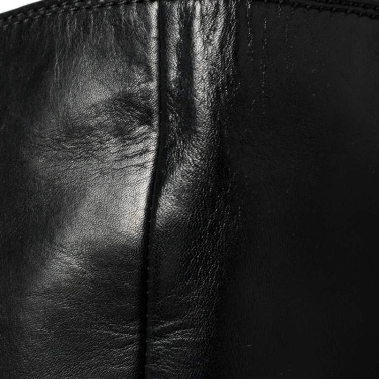 Pre Owned Marc Jacobs Black Leather and Neoprene Knee Length Boots Size 37