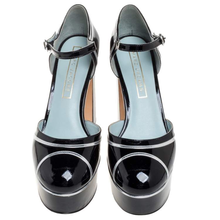 مملوكة مسبقًا Marc Jacobs Black Patent Leather Edie Mary Jane Platform Pumps Size 39.5 