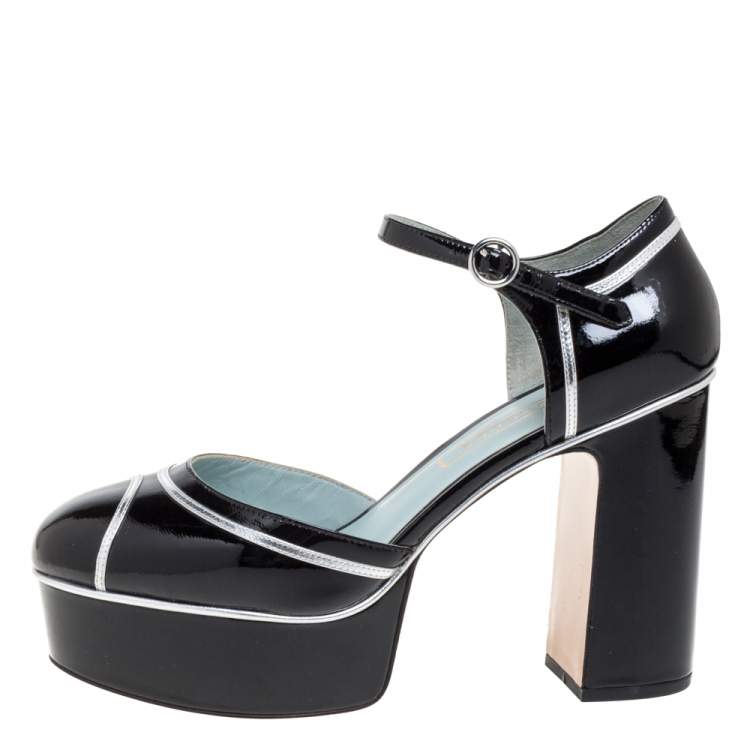 مملوكة مسبقًا Marc Jacobs Black Patent Leather Edie Mary Jane Platform Pumps Size 39.5 