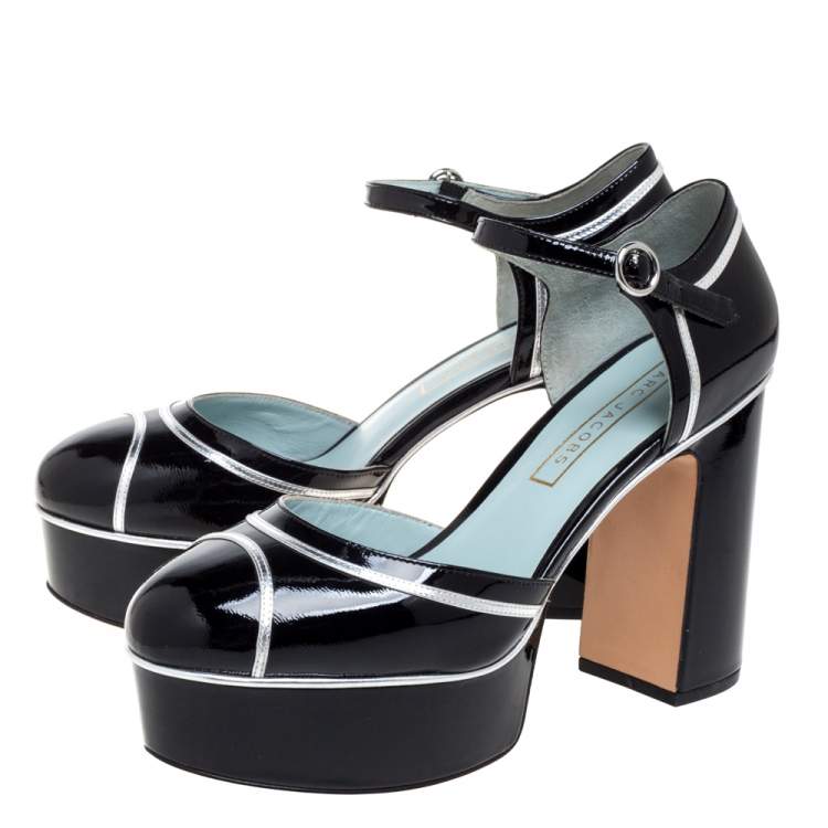 مملوكة مسبقًا Marc Jacobs Black Patent Leather Edie Mary Jane Platform Pumps Size 39.5 