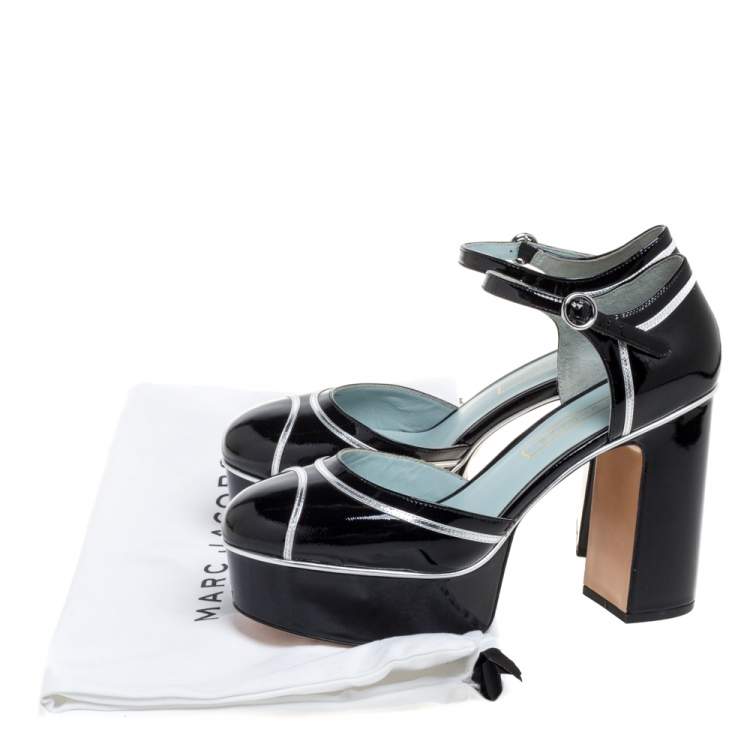 مملوكة مسبقًا Marc Jacobs Black Patent Leather Edie Mary Jane Platform Pumps Size 39.5 