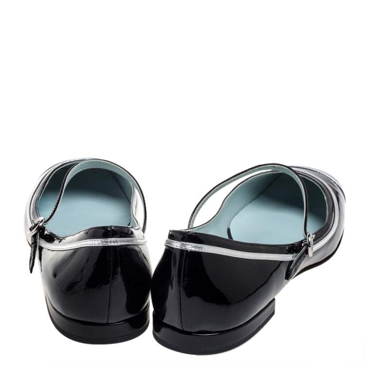 Pre Owned Marc Jacobs Black Patent Leather Mary Jane Ballet Flats Size 40