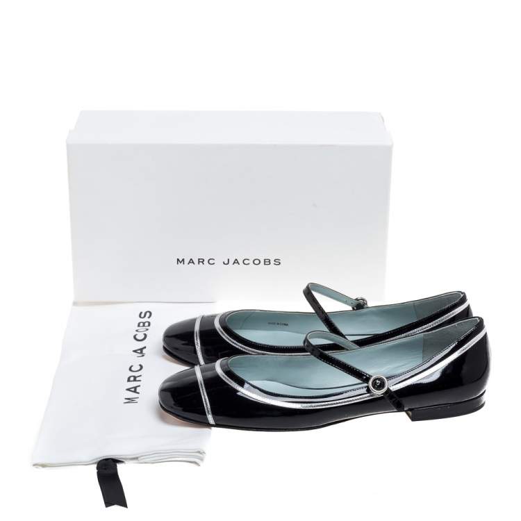 Pre Owned Marc Jacobs Black Patent Leather Mary Jane Ballet Flats Size 40