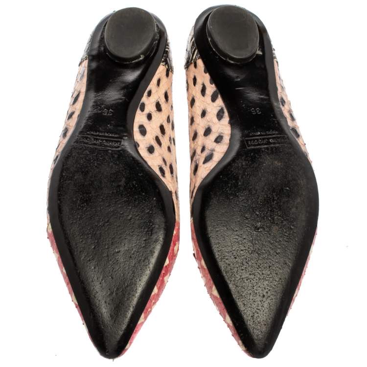 Pre Owned Marc Jacobs Multicolor Snakeskin Cut out Mouse Pointed-Toe Flats Size 36