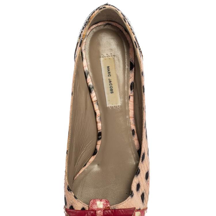Pre Owned Marc Jacobs Multicolor Snakeskin Cut out Mouse Pointed-Toe Flats Size 36