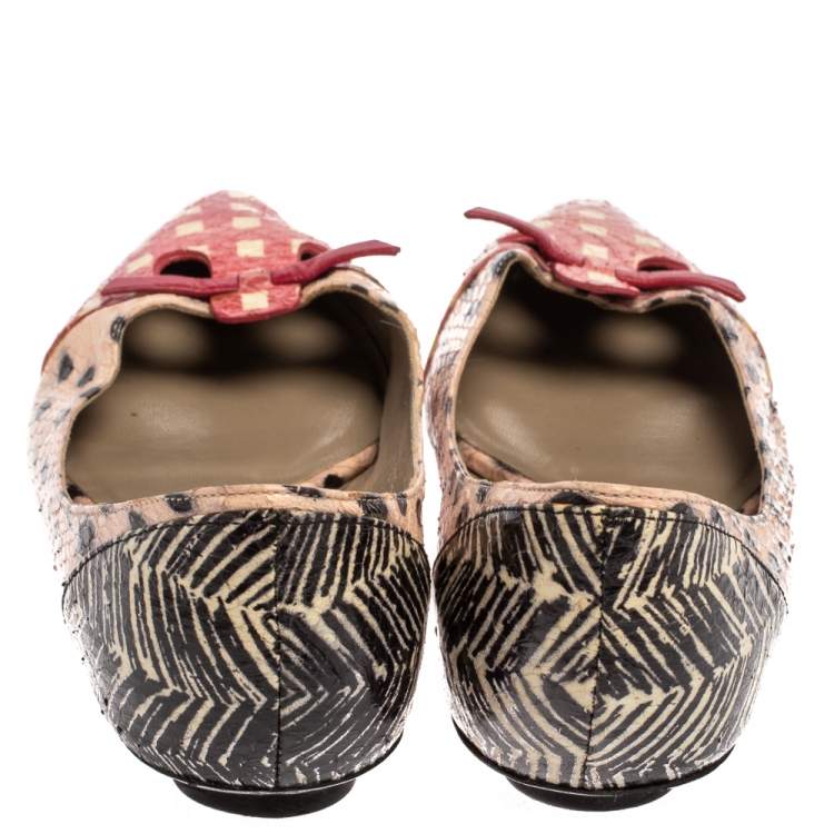 Pre Owned Marc Jacobs Multicolor Snakeskin Cut out Mouse Pointed-Toe Flats Size 36