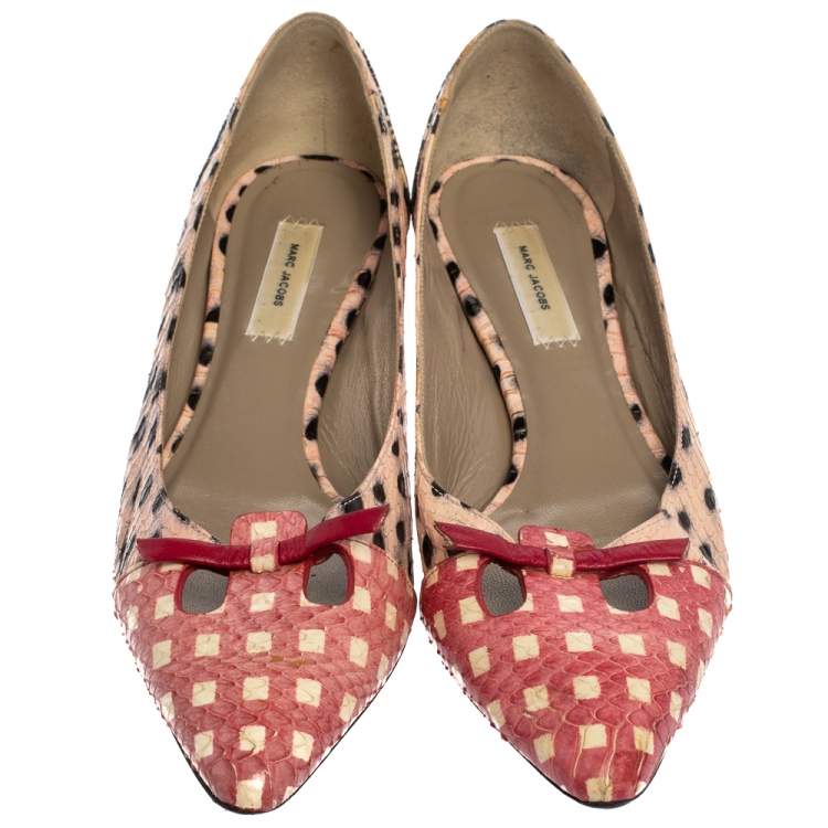 Pre Owned Marc Jacobs Multicolor Snakeskin Cut out Mouse Pointed-Toe Flats Size 36