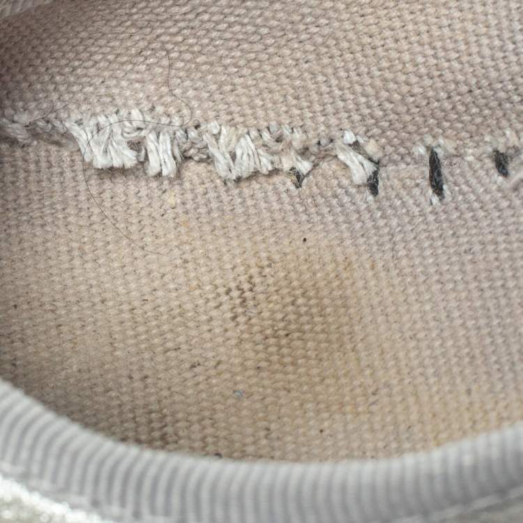 Pre Owned Marc Jacobs Metallic Silver Leather Crystal Embellished Suzi Mary Jane Platforms Espadrilles Size 36