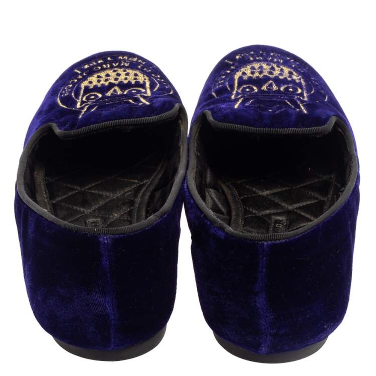 Pre Owned Marc Jacobs Blue Velvet Smoking Loafers Size 38