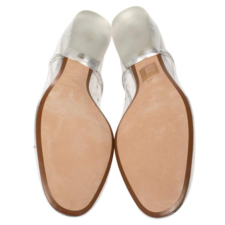 Pre Owned Marc Jacobs Silver PVC and Leather Transparent Clear Heel Oxfords Size 41