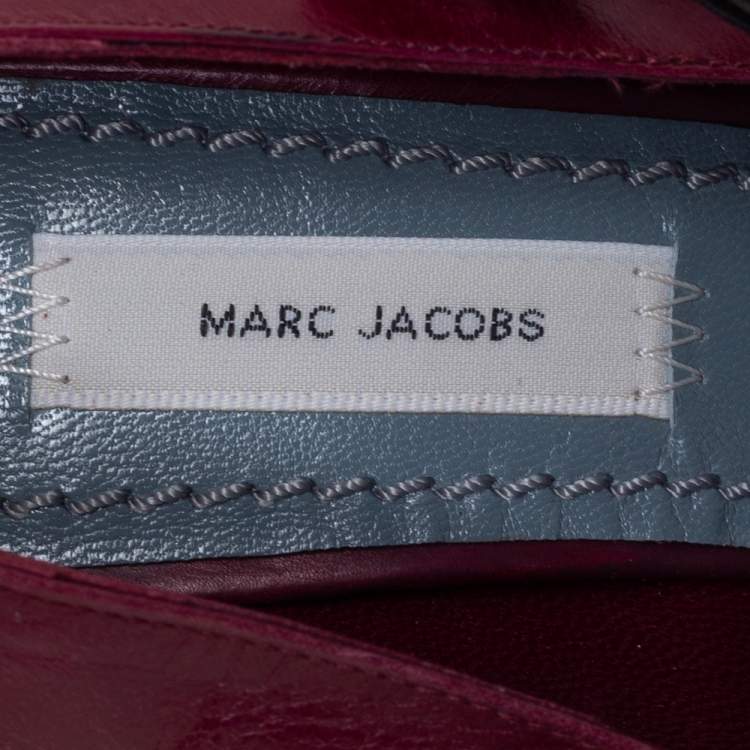 Pre Owned Marc Jacobs Burgundy Leather Mary Jane Pumps Size 38.5