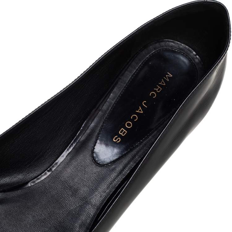 Pre Owned  Marc Jacobs Black  Leather Block Loafers Size 41.5