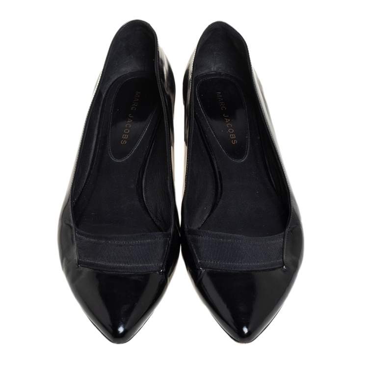 Pre Owned  Marc Jacobs Black  Leather Block Loafers Size 41.5