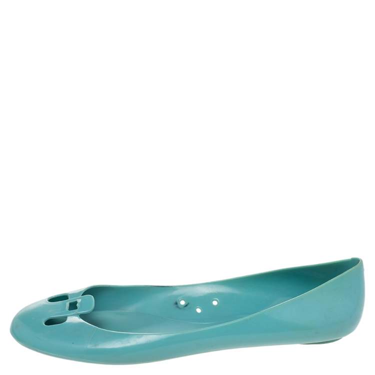 Pre Owned Marc Jacobs Blue Rubber Ballet Flats Size 38