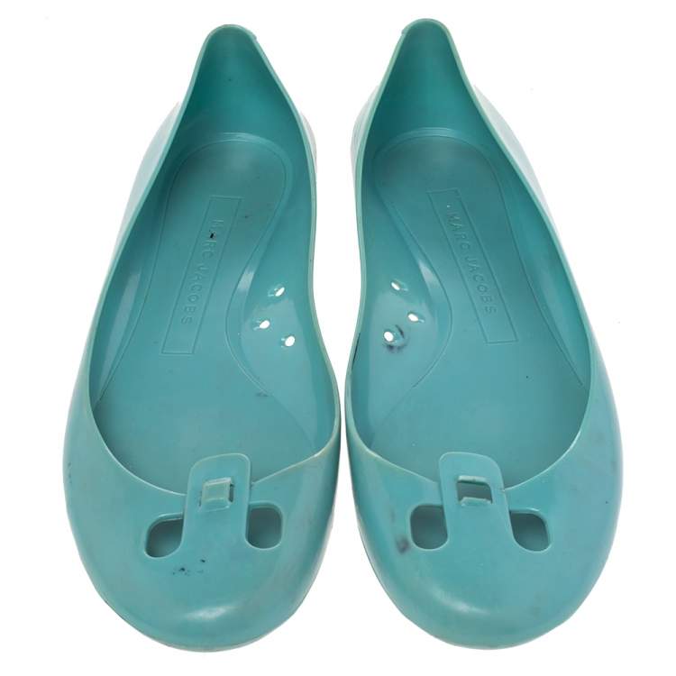 Pre Owned Marc Jacobs Blue Rubber Ballet Flats Size 38