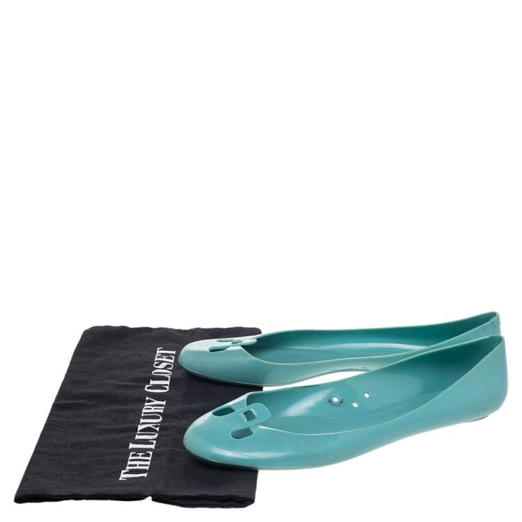 Pre Owned Marc Jacobs Blue Rubber Ballet Flats Size 38