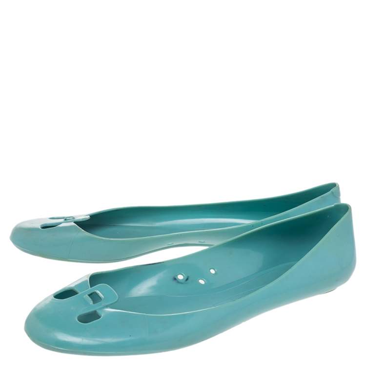 Pre Owned Marc Jacobs Blue Rubber Ballet Flats Size 38