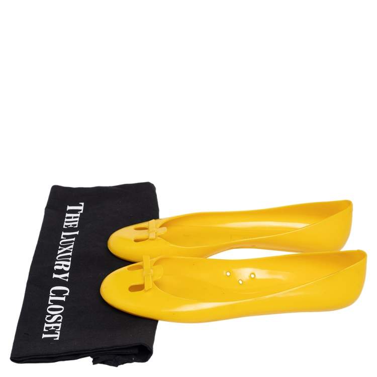 Pre Owned Marc Jacobs Yellow Jelly Mouse Ballet Flats Size 38