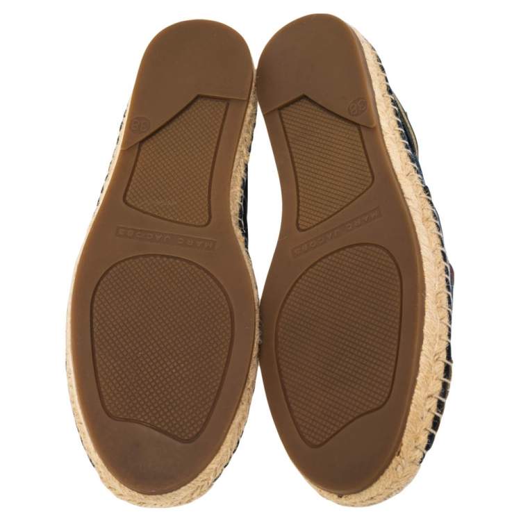 Pre Owned Marc Jacobs Black  Canvas Espadrille Flats Size  38